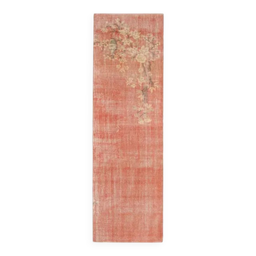 1970s Vintage Turkish Hand-Knotted Wool Cotton Red Runner Rug 82x270