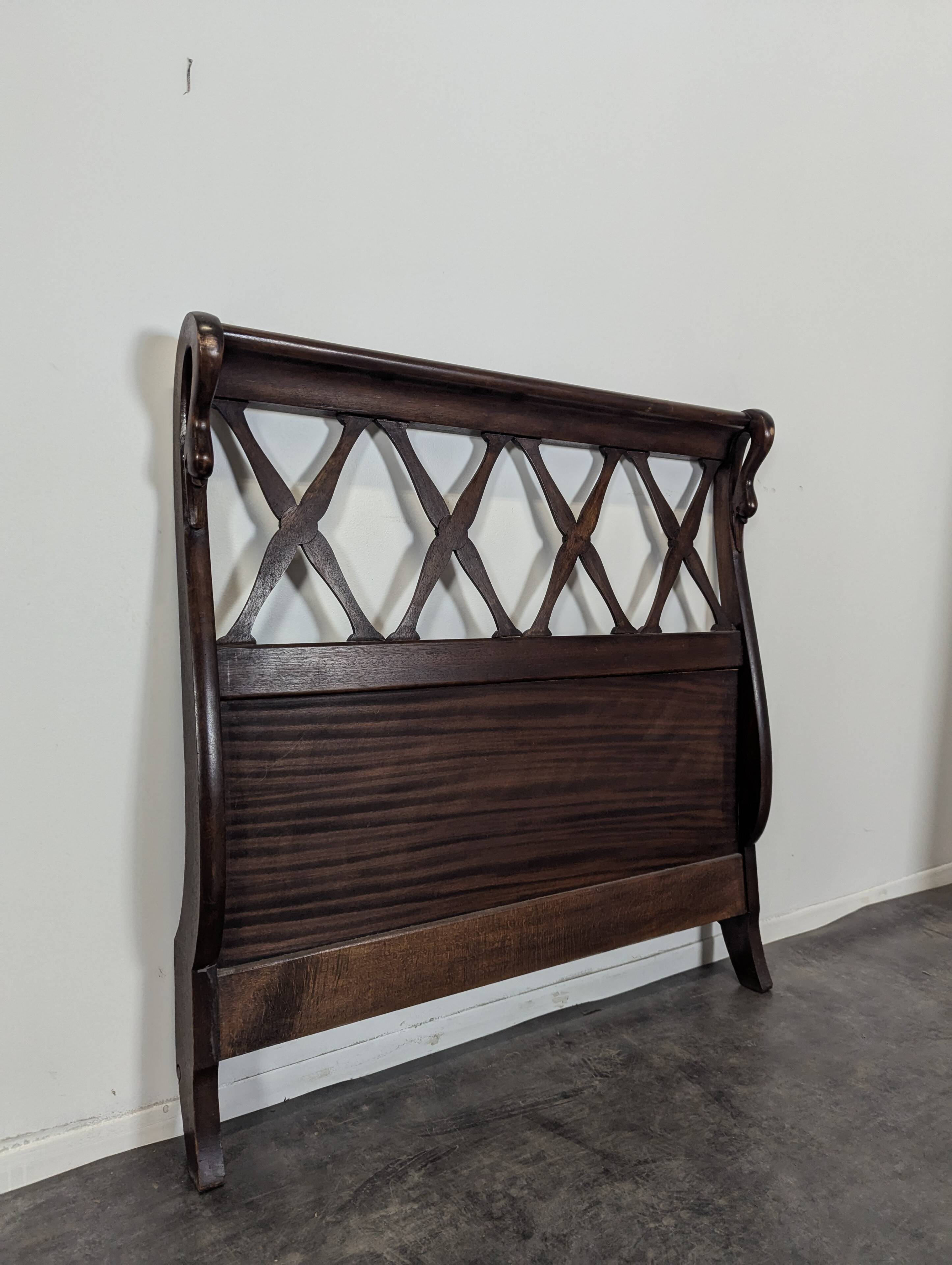 Pair of mahogany swan neck beds