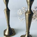 Paire de bougeoirs indiens en laiton