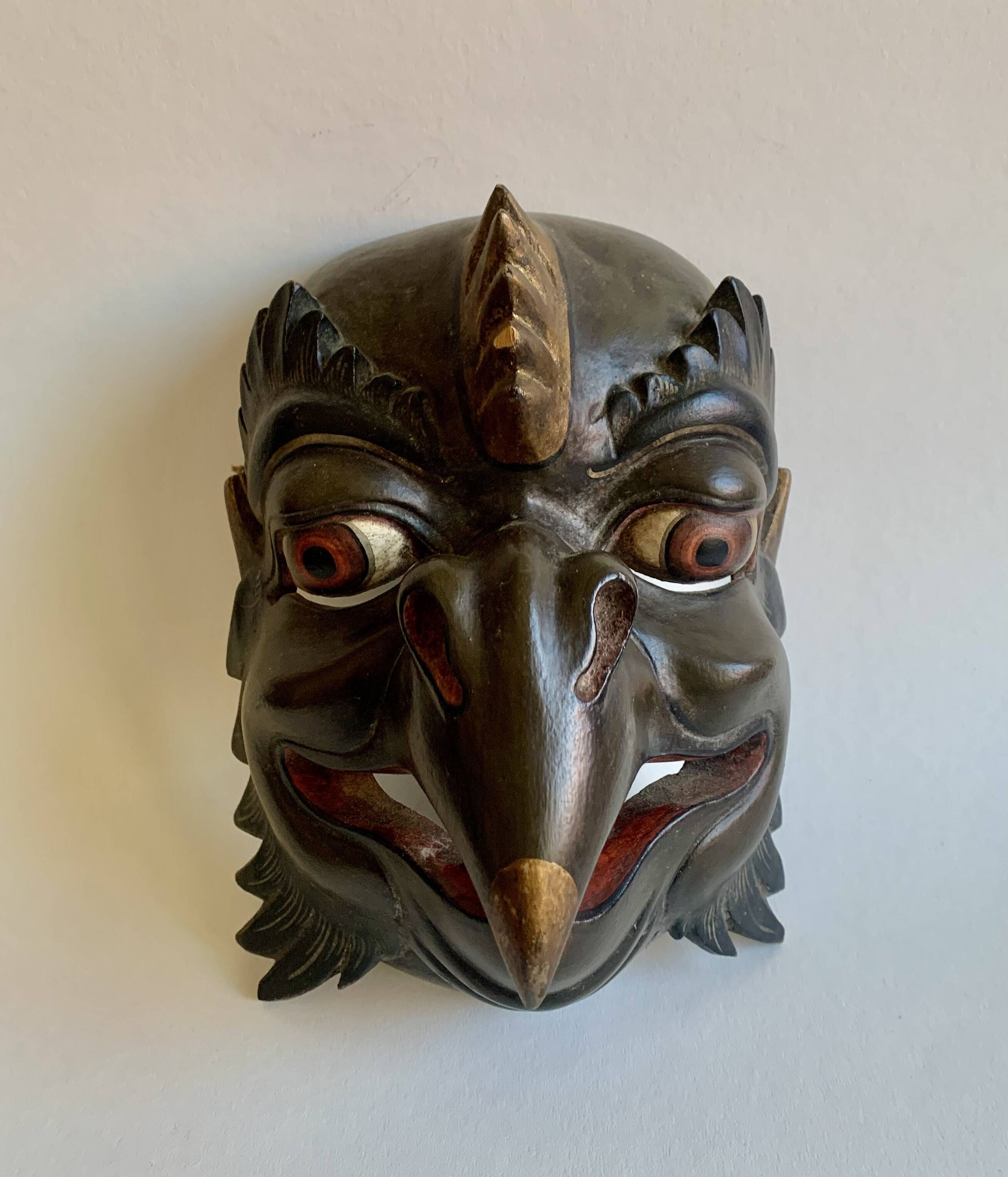 Set of 3 Hand-Carved Old  Wooden Masks South Asia