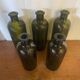 Série 5 bouteilles anciennes carapelli verre fumé strié vintage