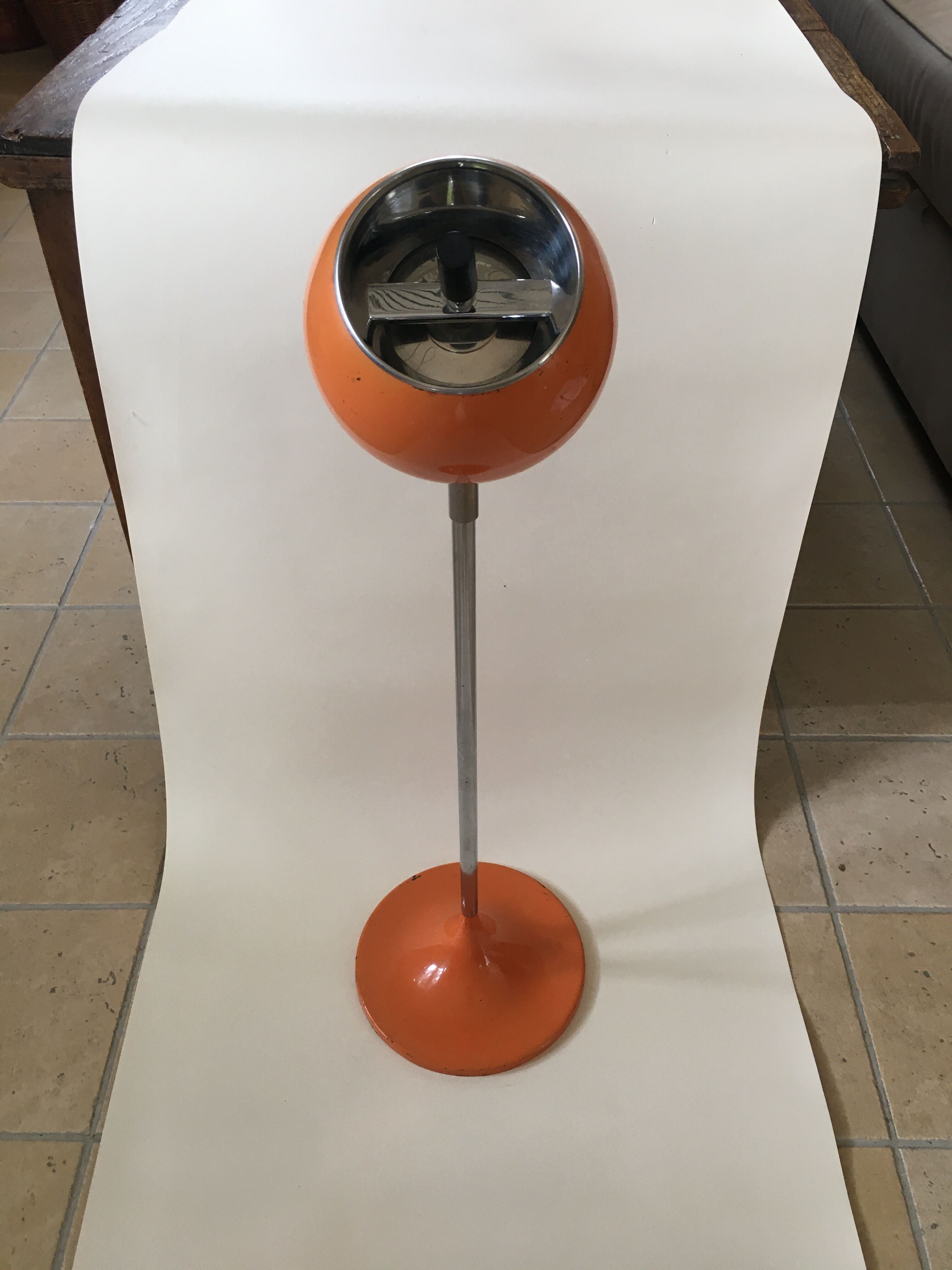 Standing ashtray, orange, 1970s