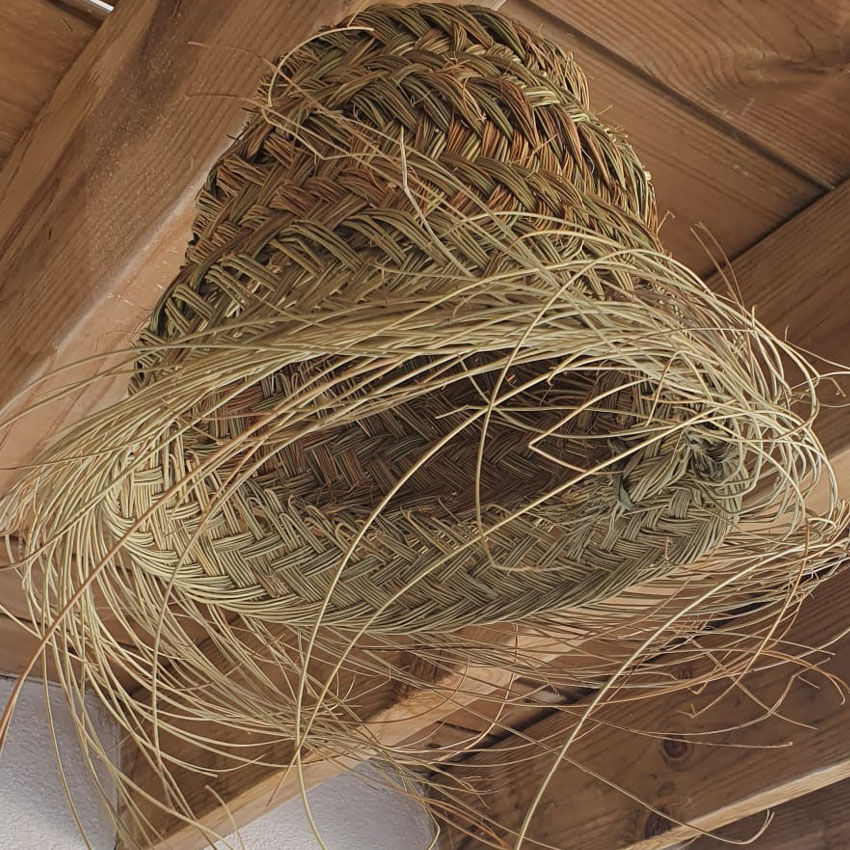 Doum pendant lamp in natural esparto