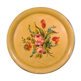 Napoleon III round serving tray, hand-painted and signed