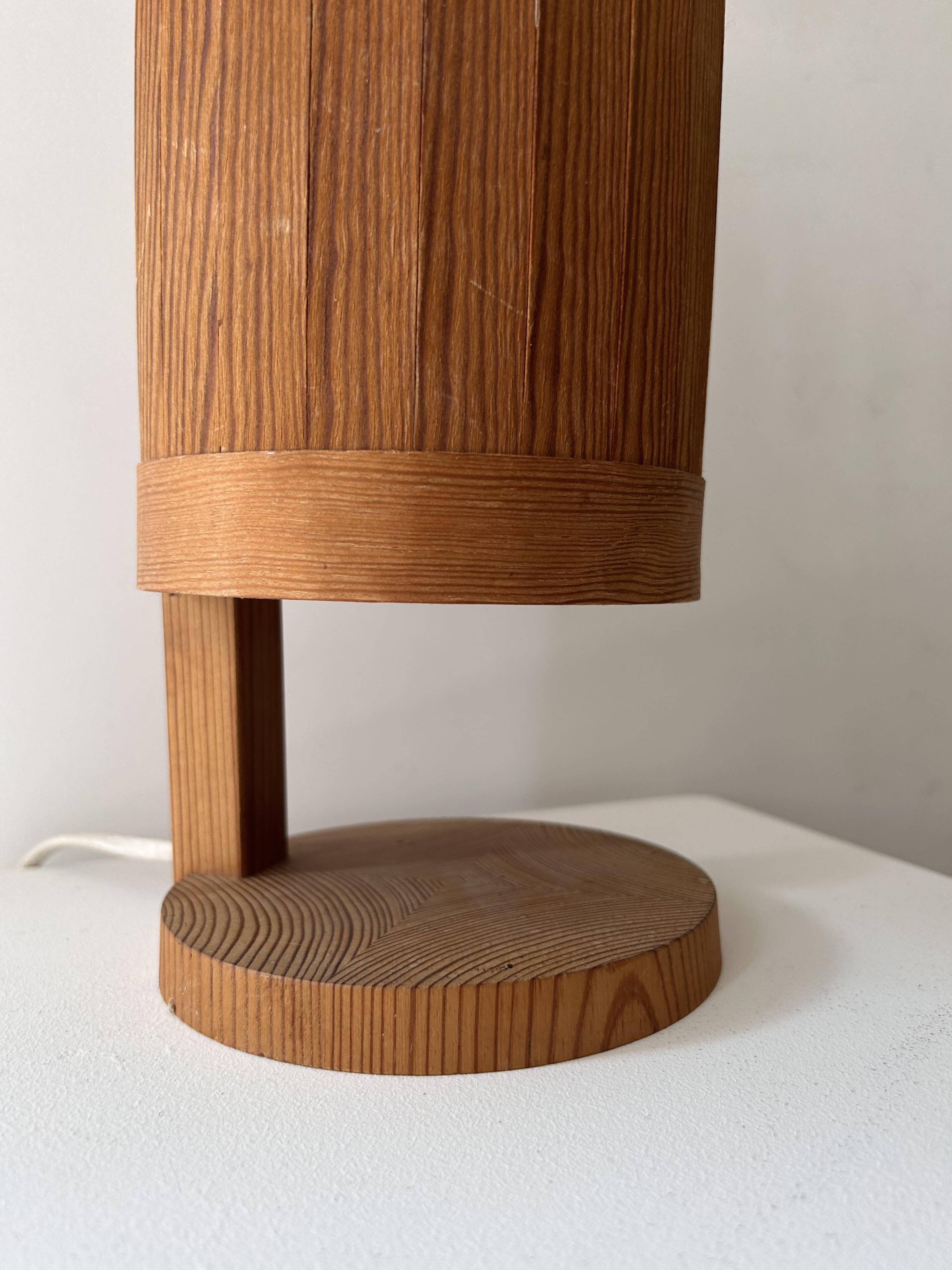 Vintage table lamp, pine strip, Sweden 1970s