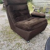 Canapé vintage Space Age en velours marron