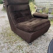 Vintage Space Age brown velvet sofa