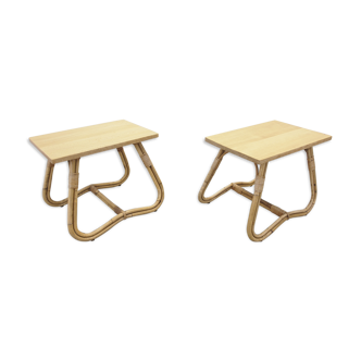 Paire de tables de chevet en rotin hollandais