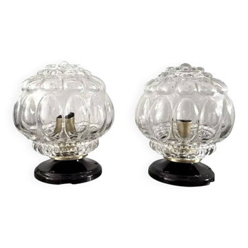 Pair of vintage wall sconces with cut glass globes