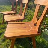 Three solid wood chairs