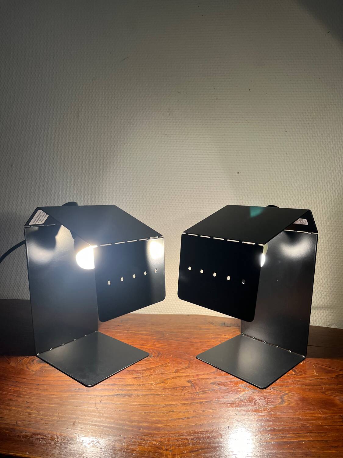 Pair of Teruki folded metal table lamps