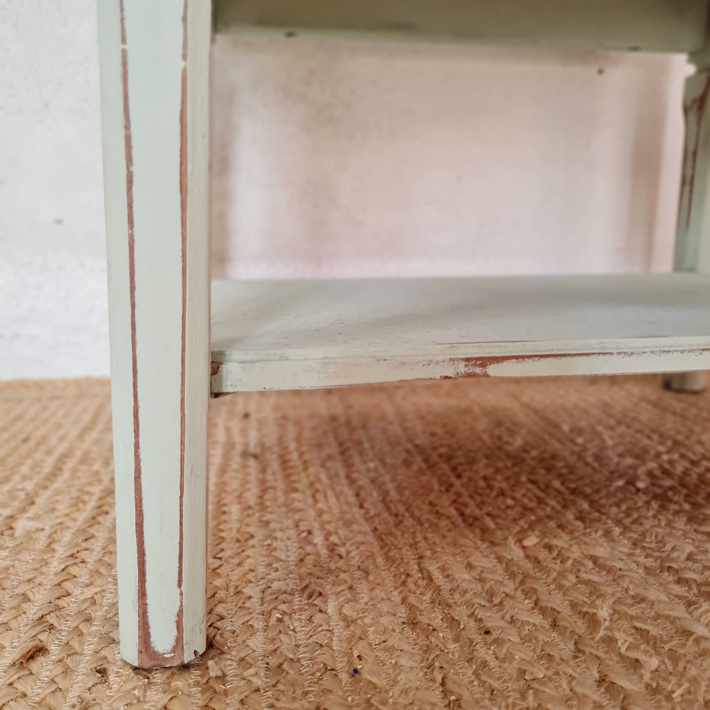 Antique table - patinated light green side table