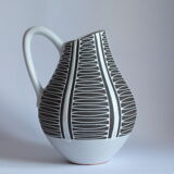 Black and white ceramic pitcher vase "Haiger" by Liesel Spornhauer for Schlossberg, Germany 1950s.