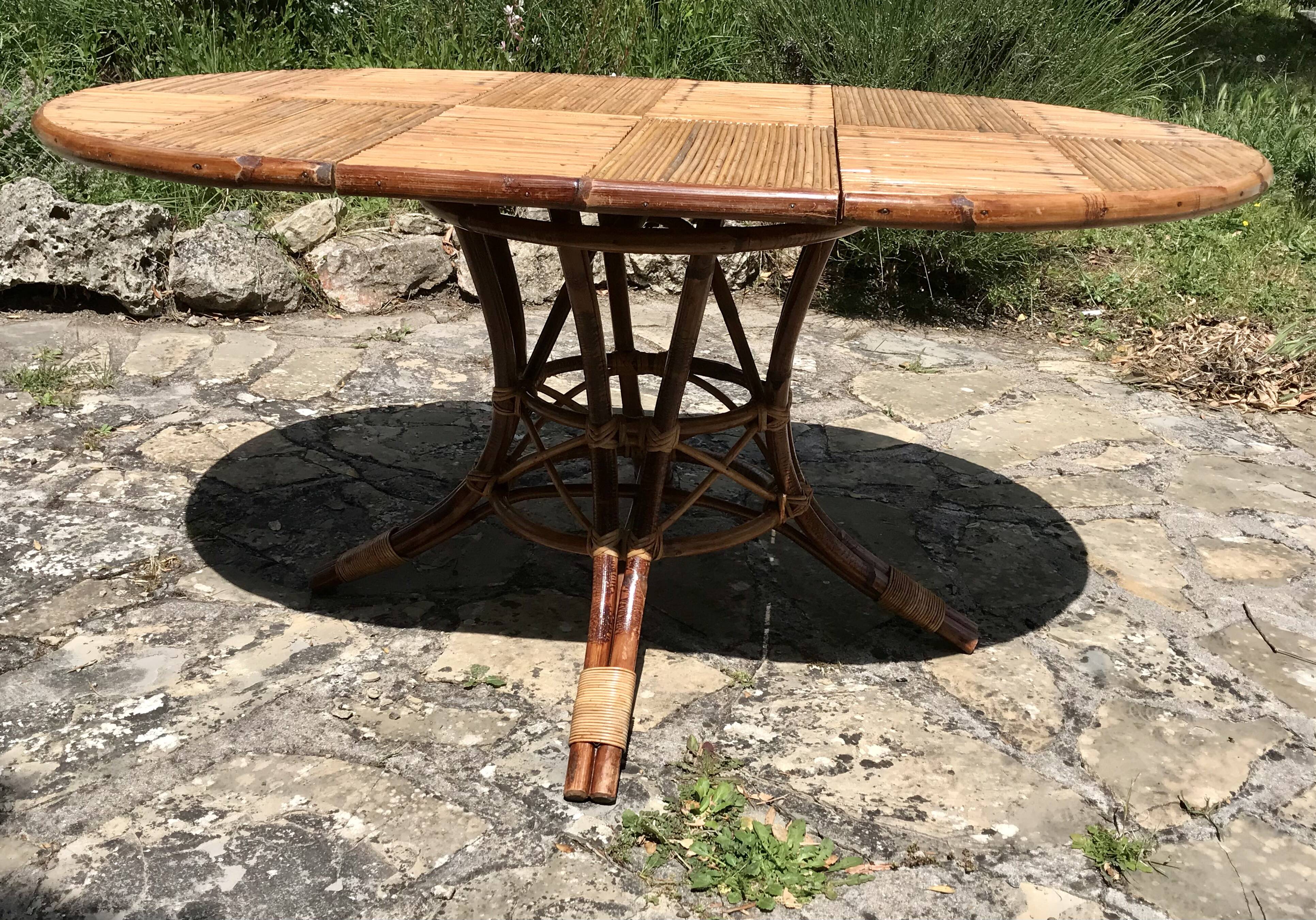 Extension rattan table circa 1960