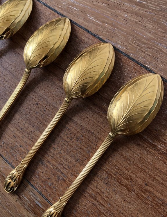 Lot of 6 golden spoons