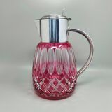 1960s Red Bohemian Cut Crystal Glass Pitcher. Made in Italy