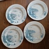 4 assiettes terre de fer Gien modèle Canards
