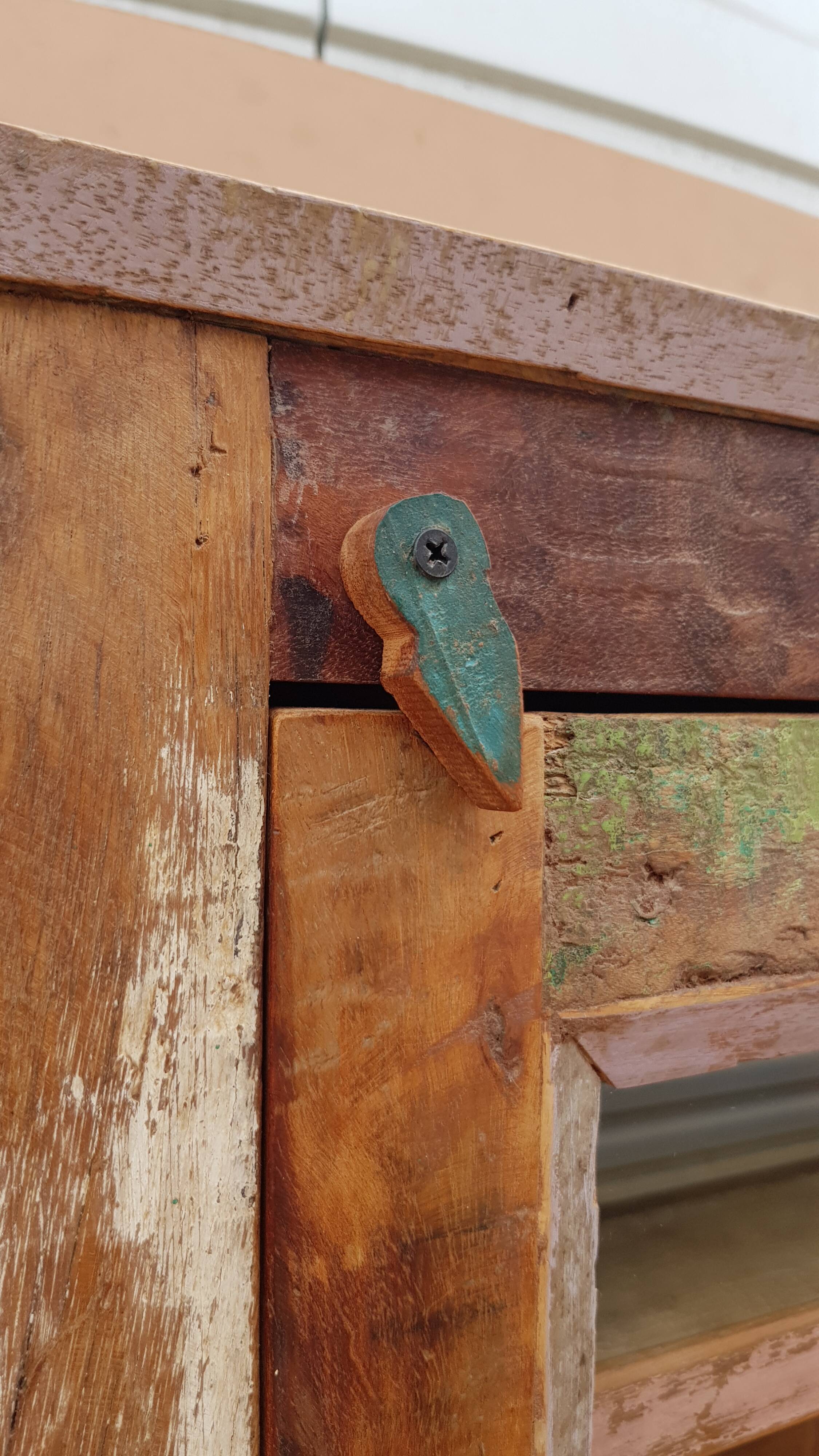 Polychrome teak display case