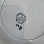 Set of 7 deep plates in earthenware, decorated with a green frieze.