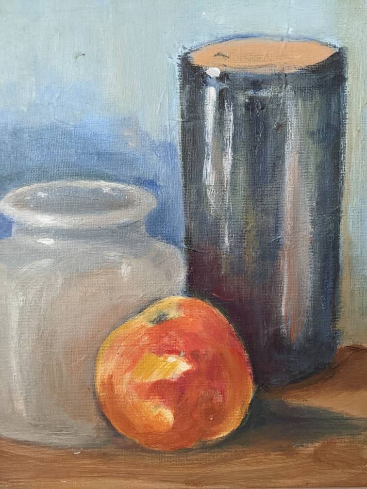 Contemporary acrylic painting on canvas still life countryside decoration