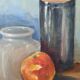 Contemporary acrylic painting on canvas still life countryside decoration