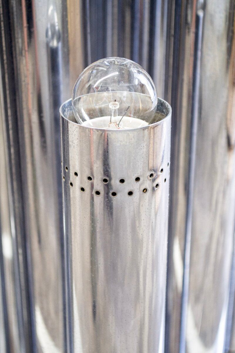 Large ceiling lamp with 13 chrome lights by Goffredo Reggiani, 1970s.
