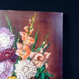 Still life 'Gladioli and Dahlias' Oil on canvas 36x33 signed J.D Vincent