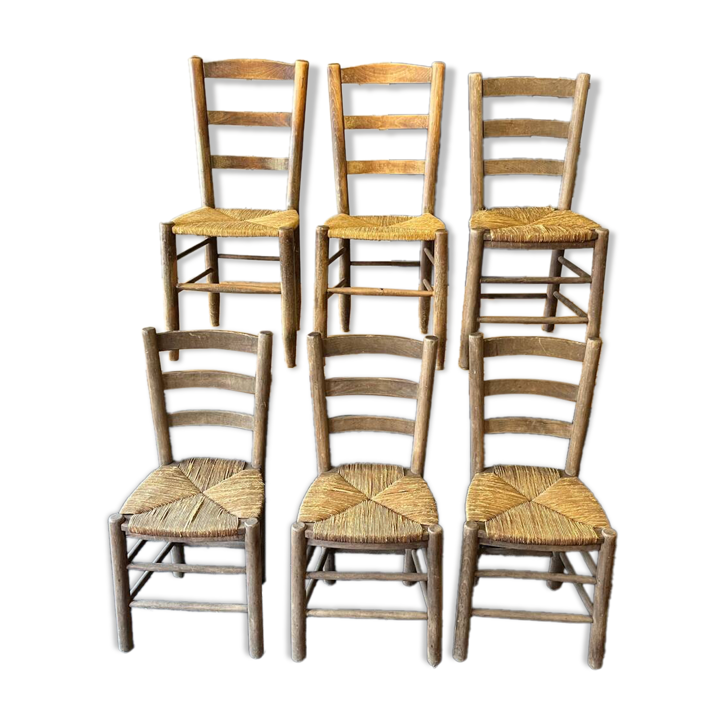 Lot of 6 straw chairs from the end of the 19th century