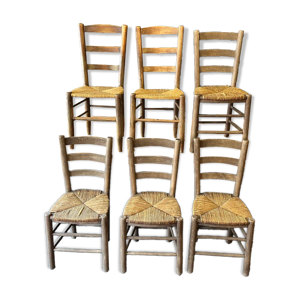 Lot 6 chaises paillées