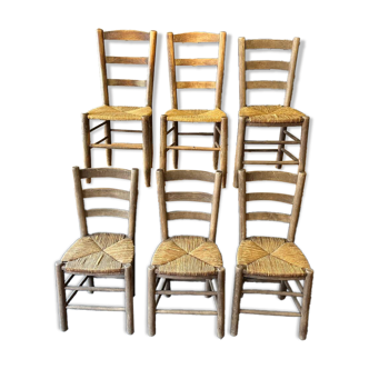 Lot 6 chaises paillées fin 19 eme