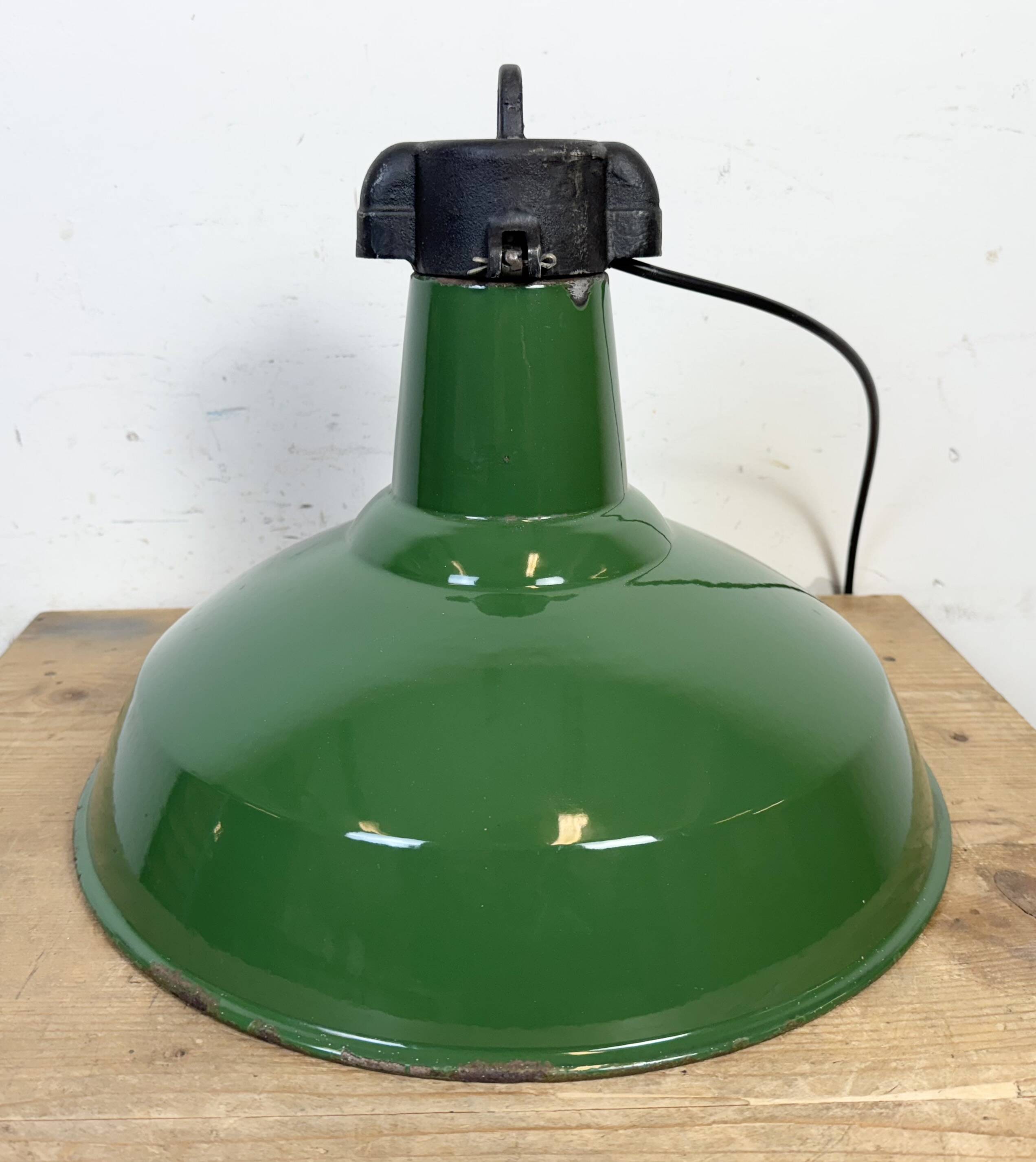 Industrial Green Enamel Factory Pendant Lamp, 1960s