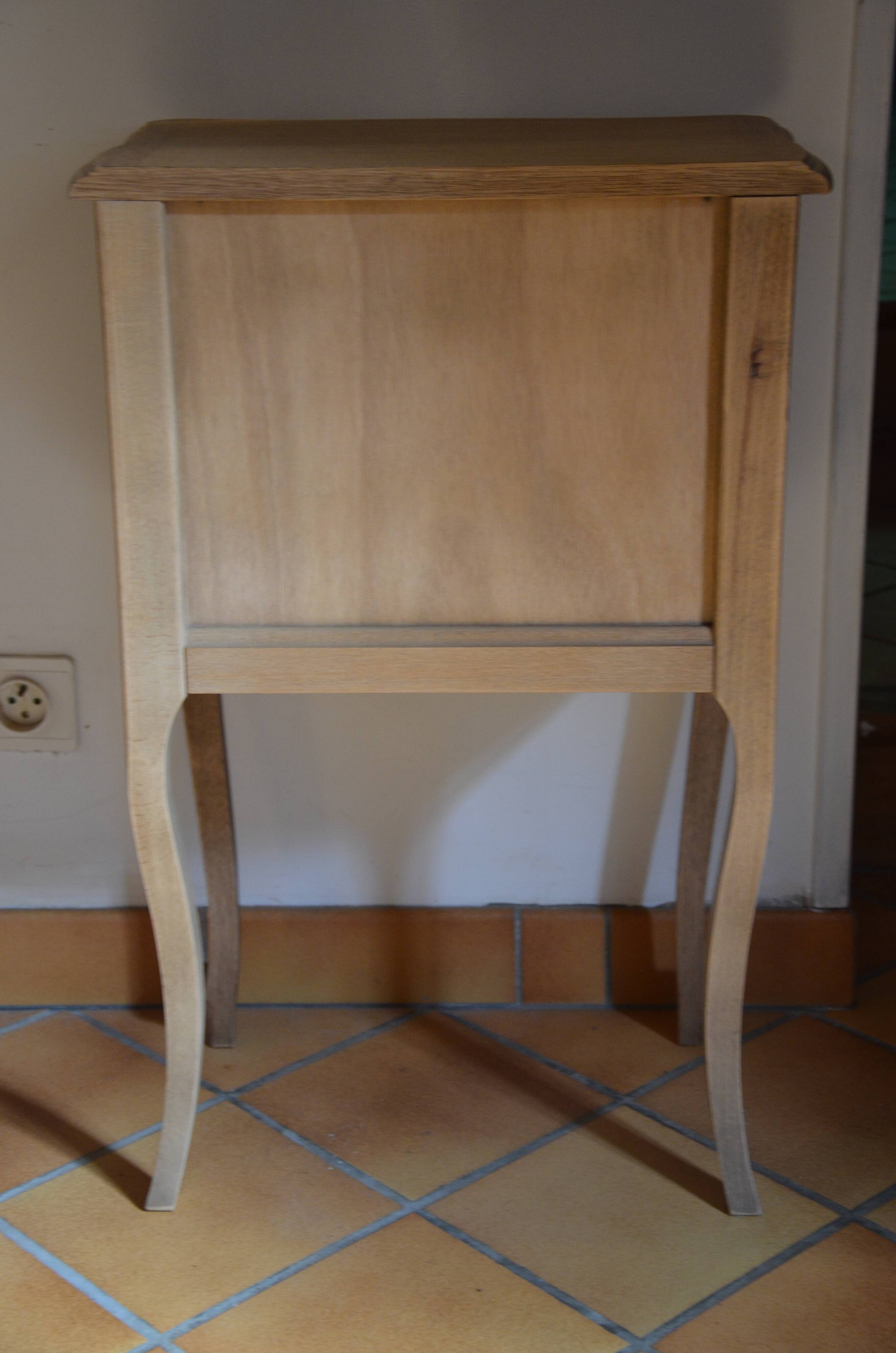 Wood and pink bedside table