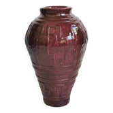 Glazed terracotta vase Art Deco signed WW