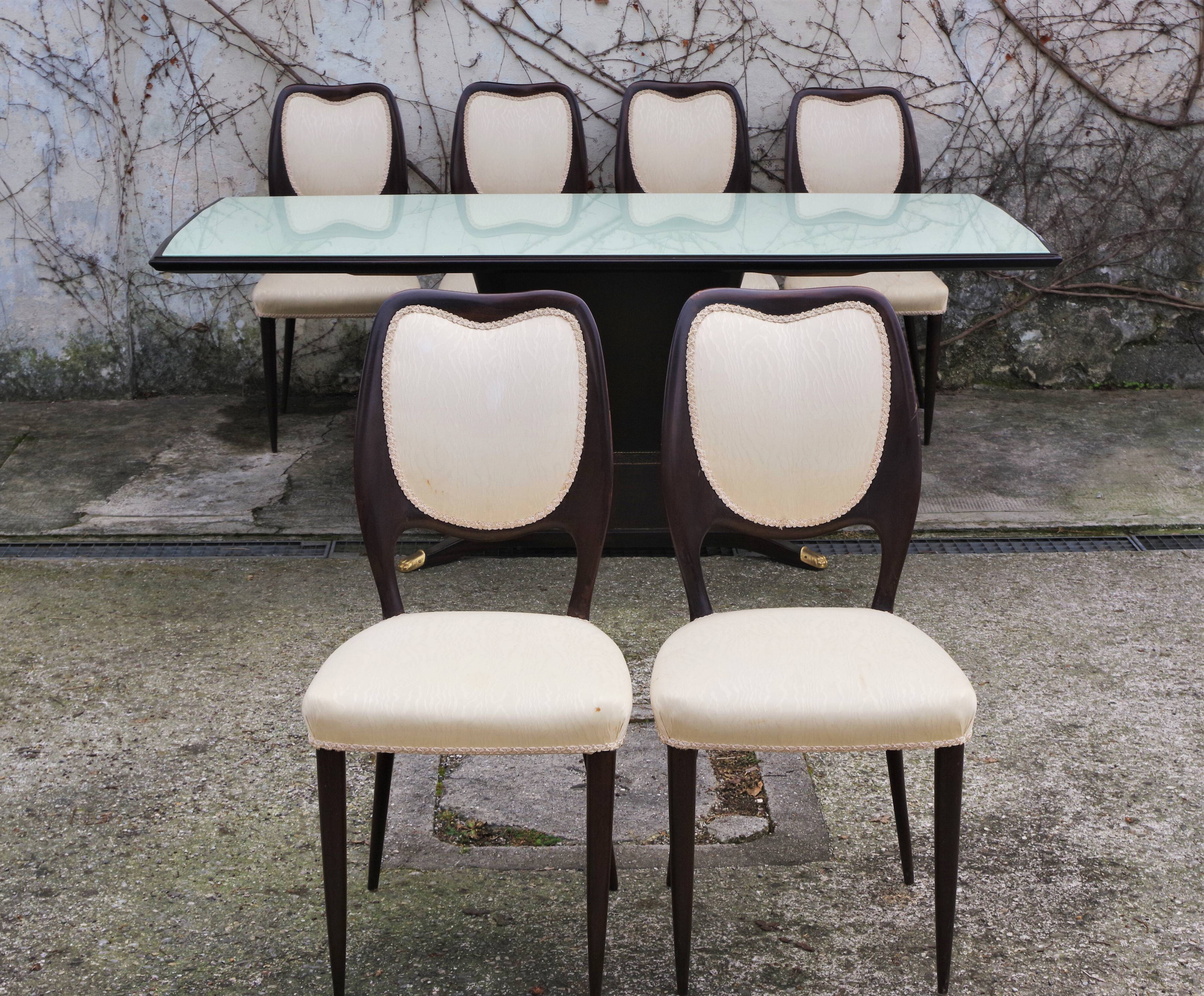 Dining Room Table and Mahogany Chairs by Fratelli Rigamonti, 1950s, Set of 7
