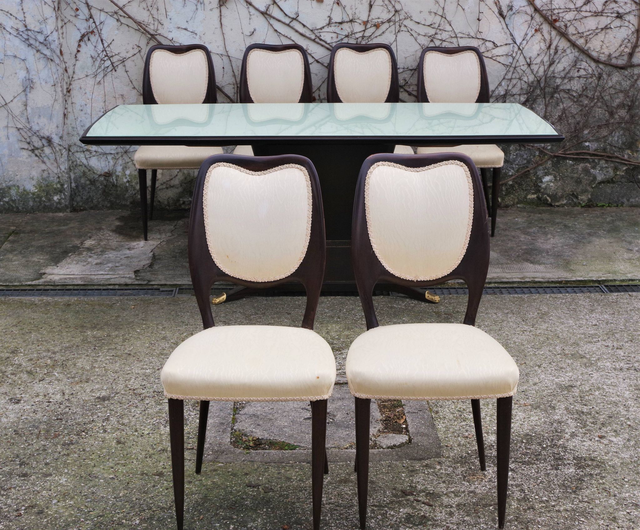 Dining Room Table and Mahogany Chairs by Fratelli Rigamonti, 1950s, Set of 7