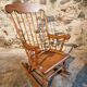 Vintage French Beech Rocking Chair – Mid-20th Century Windsor Style