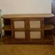 Unique old TV cabinet in raw solid oak.