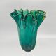 1970s Astonishing Emerald Green "Fazzoletto" Vase by Michielotto in Murano Glass. Made in Italy