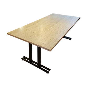 Travertine and steel table