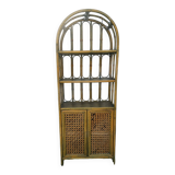 Vintage rattan and bamboo bookcase