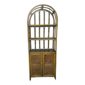 Vintage rattan and bamboo bookcase