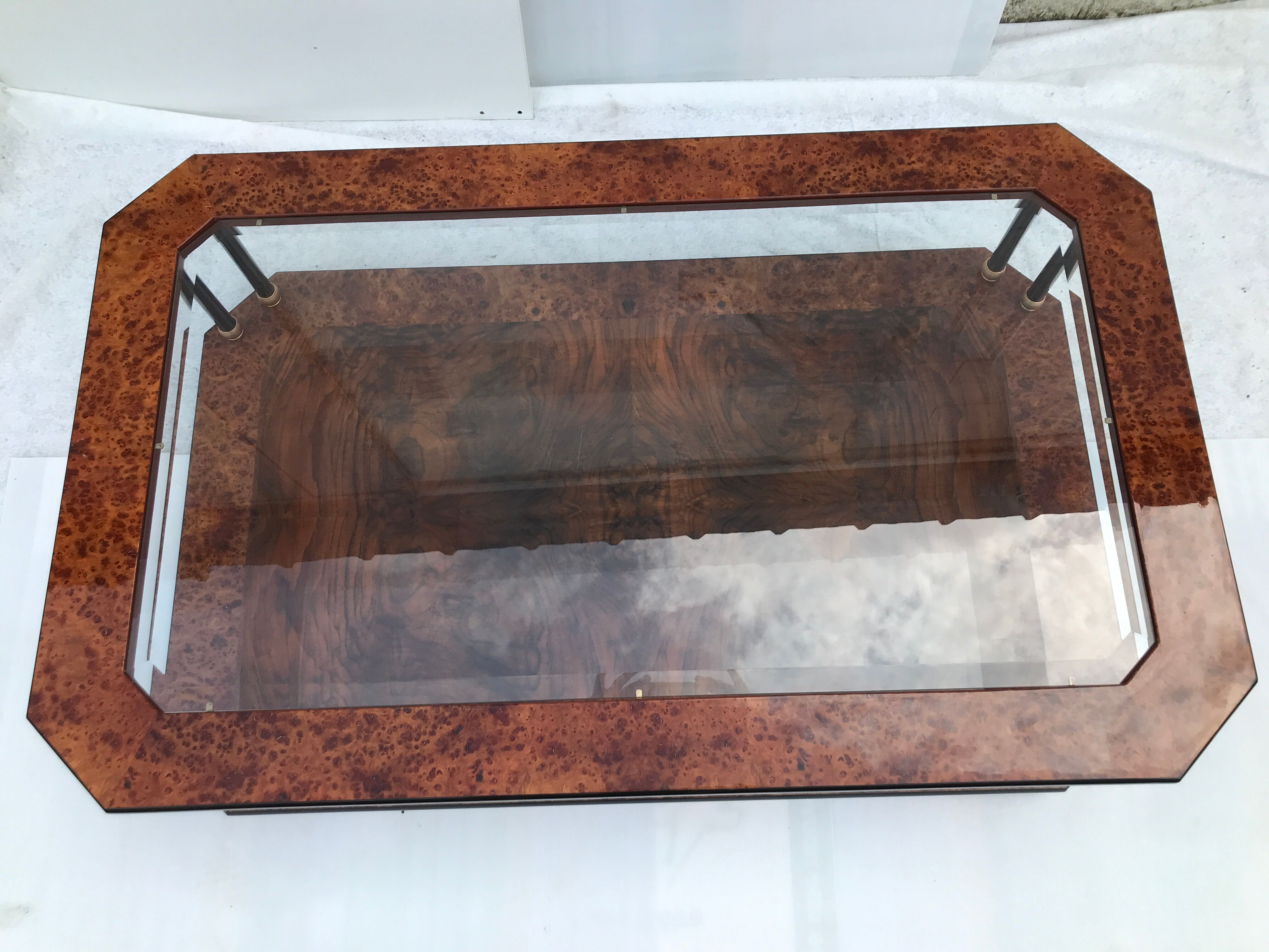 Elm magnifying glass coffee table and glass 60s