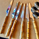 Vintage cutlery set in stainless steel and bamboo