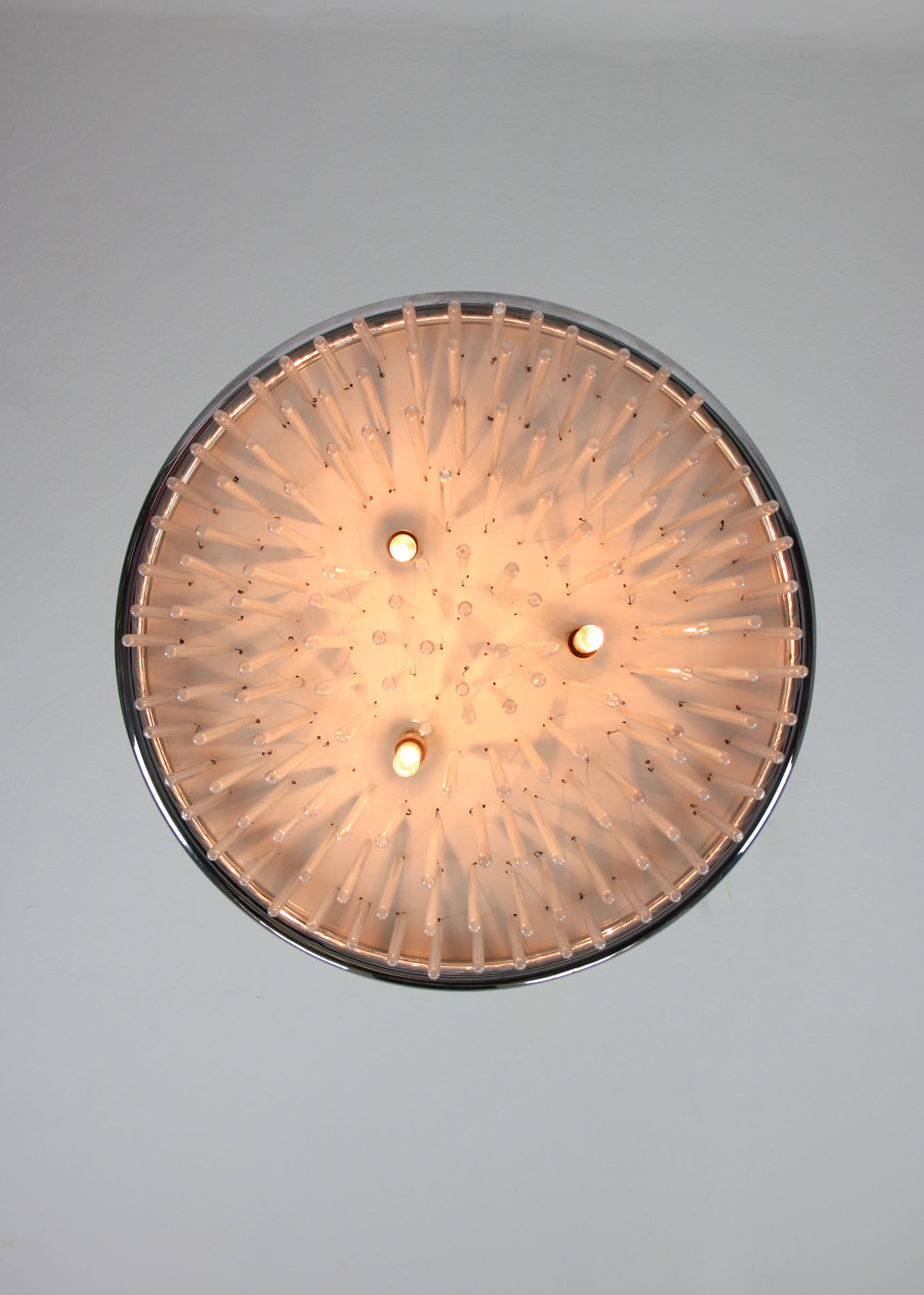 Minimalist handblown glass chandelier, 1970s