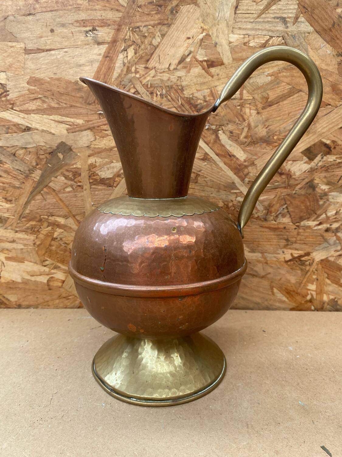 Ancien pichet villedieu cuivre & anse laiton vintage