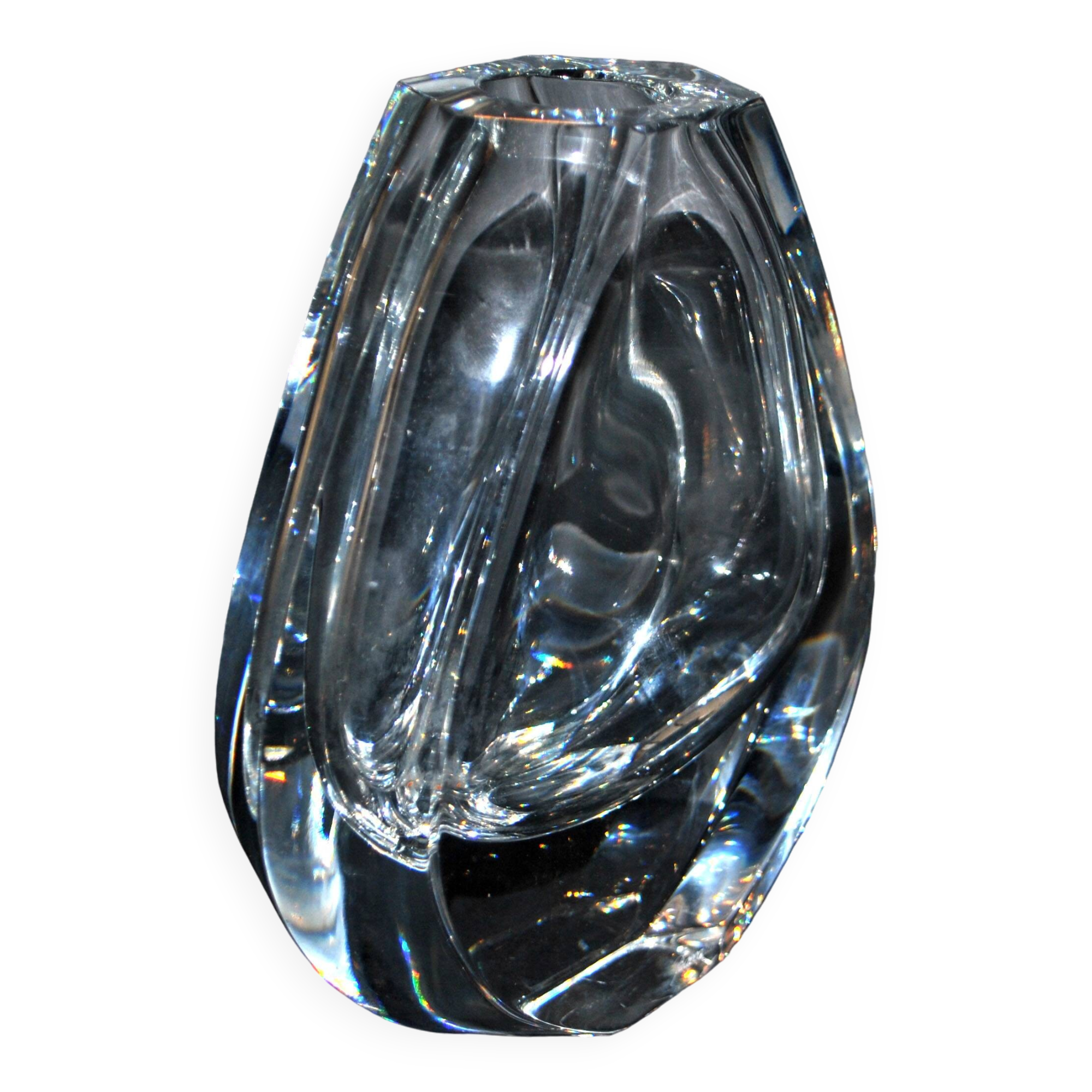 Neptune design vase in baccarat crystal signed designer thomas bastide 1988