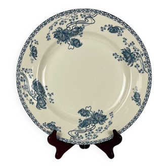 Large round blue "Royat" dish, U&C Sarreguemines, 1879 - 1918.