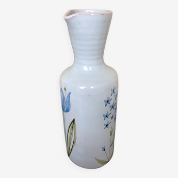 Old pitcher roger capron de vallauris painted ceramic