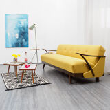 50s convertible sofa, refurbished, yellow