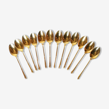 Set of 12 gold-plated teaspoons